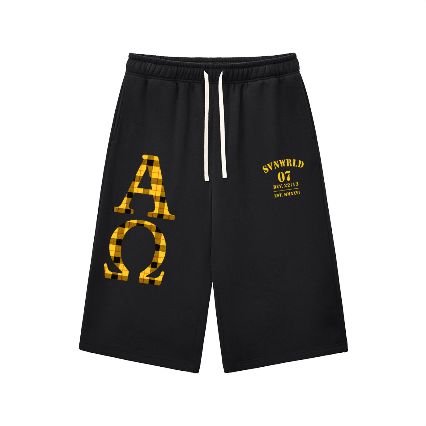 Black Alpha & Omega 3/4 Sweat Shorts